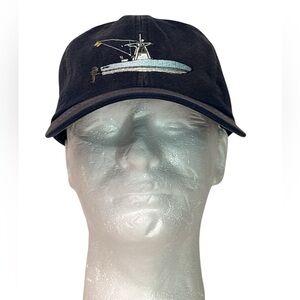 Southern Hat Co Black Cotton Snapback Hat Fishing Boat Embroidered Logo